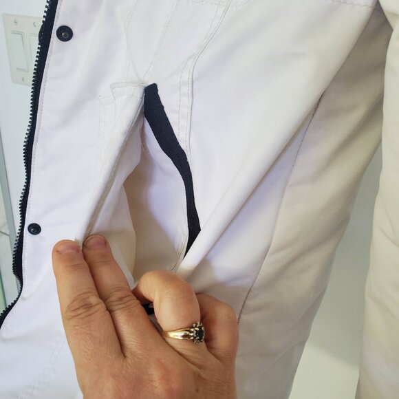 Point Zero White Winter Coat Medium | Cinch Waist Puffer Jacket with Hood - Picture 6 of 13